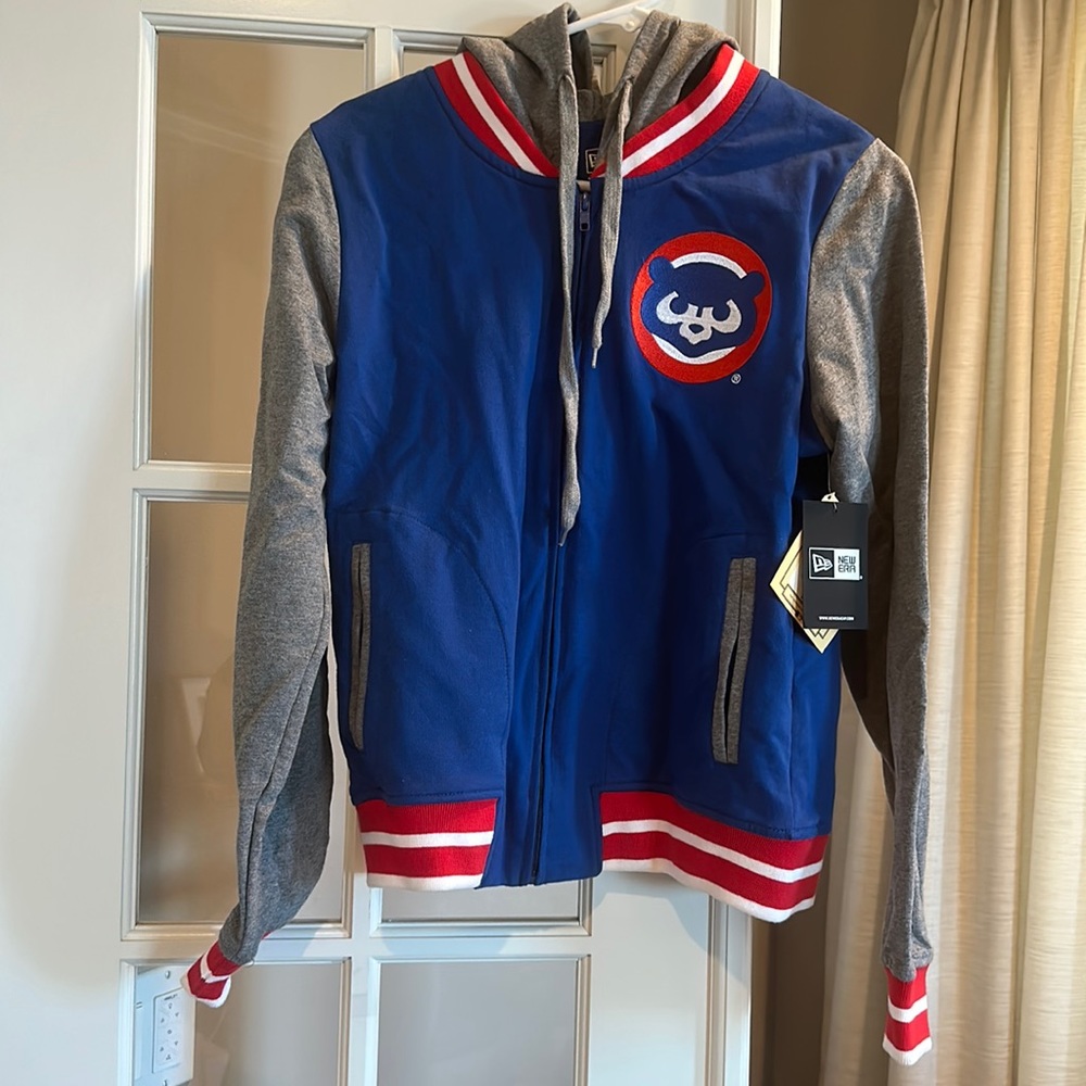 Women's Chicago Cubs New Era Royal/Heathered Gray French Terry Full-Zip Hoodie